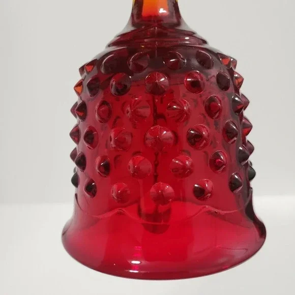 Vintage Fenton Ruby Red Amberina Hobnail Bell Glass Bell - Picture 5 of 8